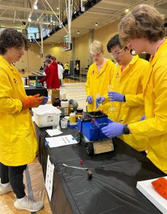 Chem-E-Car team Ames Tap Water working on car