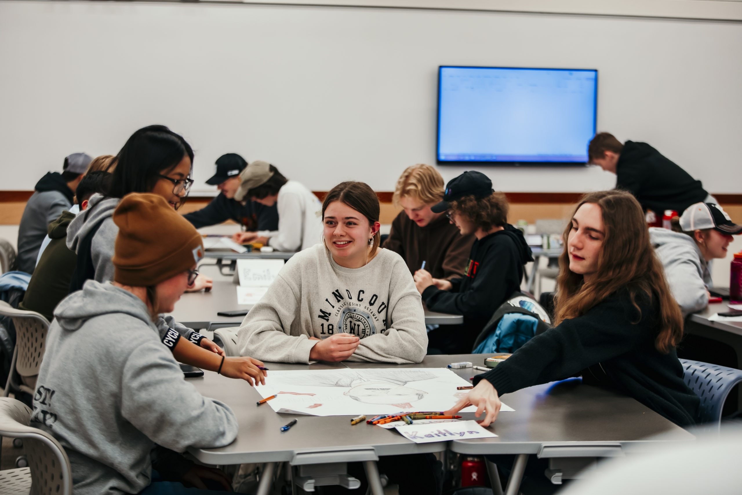 Students working on a group project