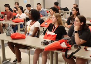 BioMaP REU students in classroom listening to presentation