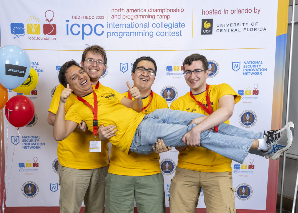 ISU student programming team celebrate participation in the national competition last year.