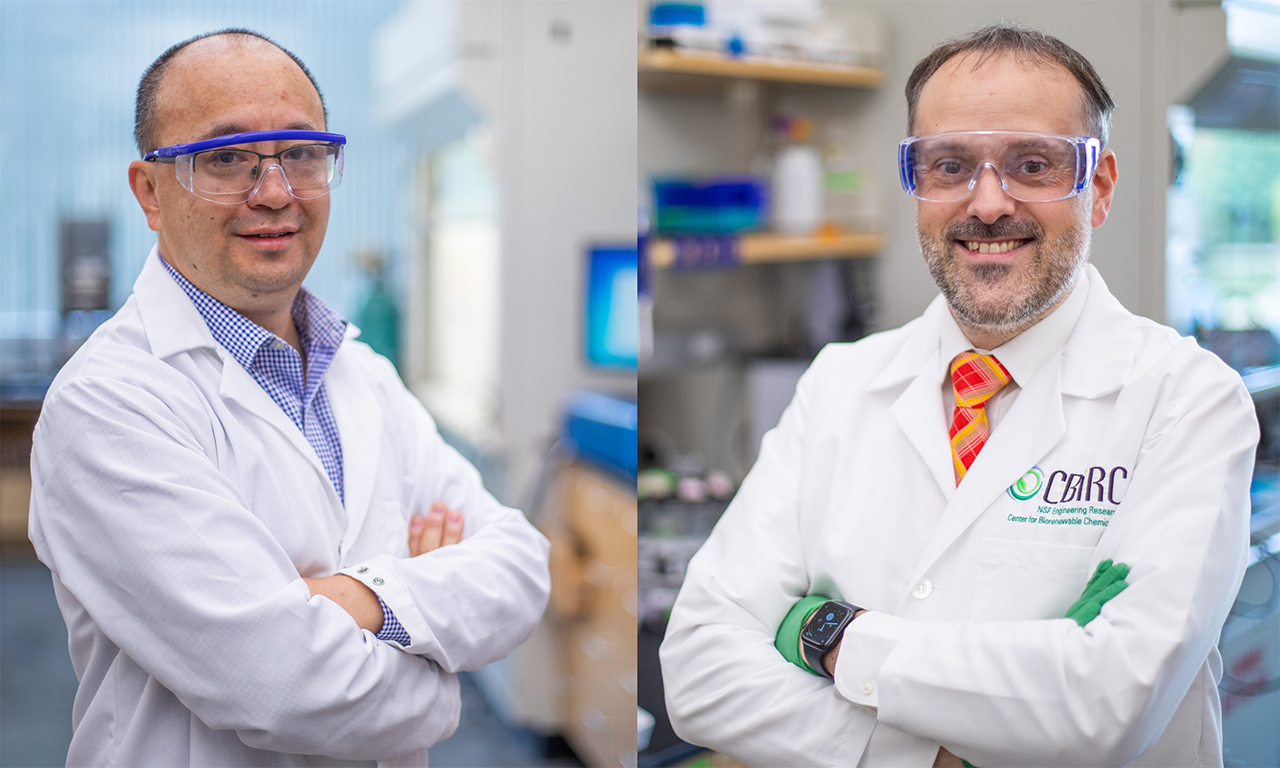 Wenzhen Li and Jean-Philippe Tessonnier shown in lab photos