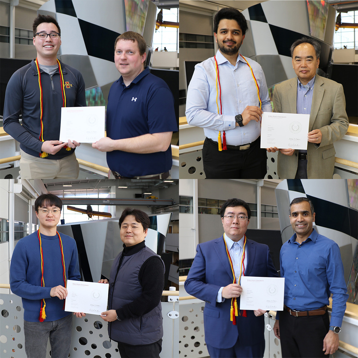 Four TEX-REX award recipients with their faculty nominators