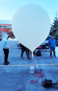 HABET balloon test launch with crew preparing