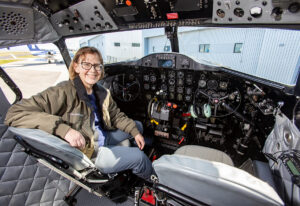 Vera Martinovich in DC-3 cockpit