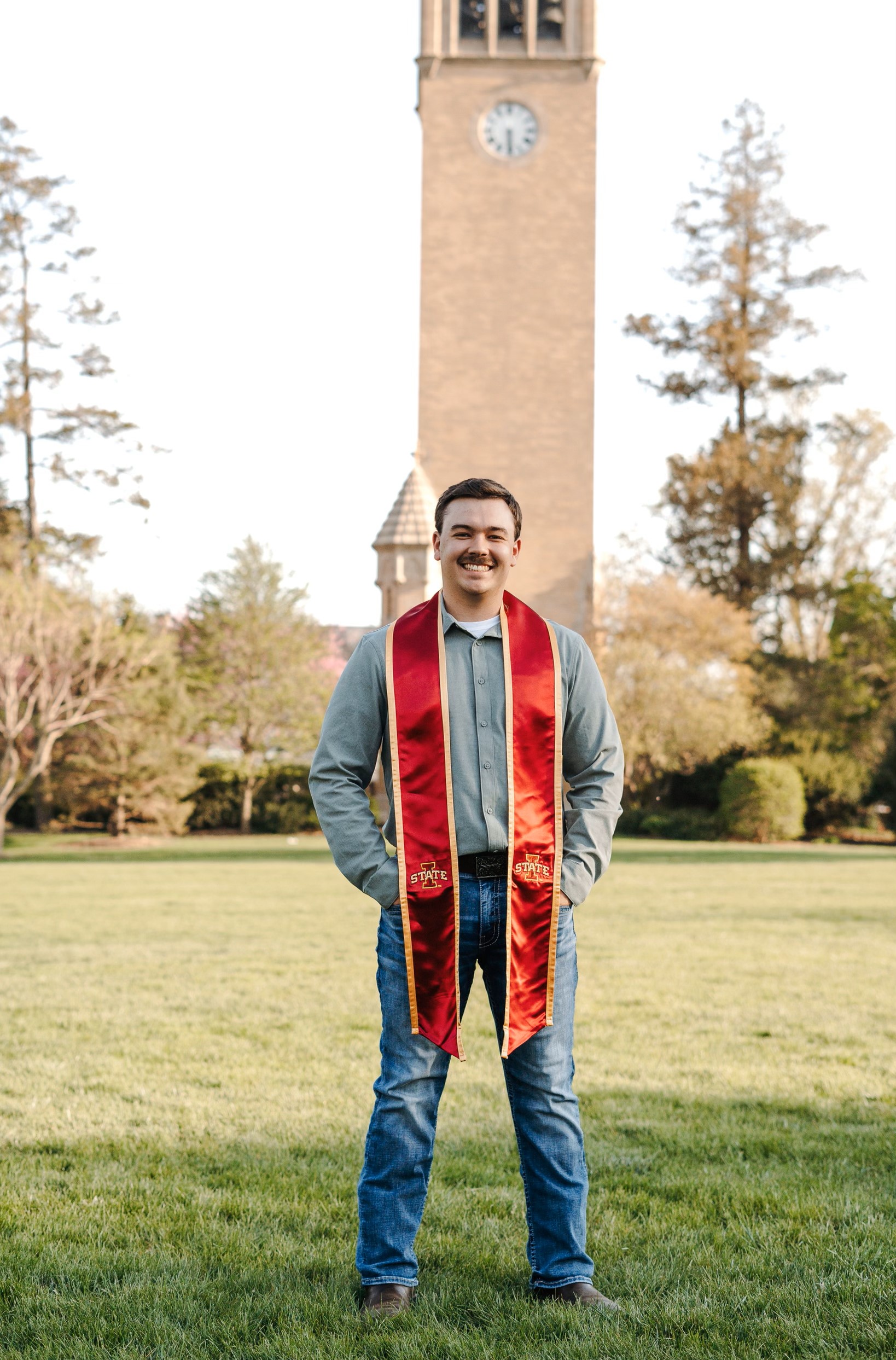 Matt Haas standing in front of the campanile