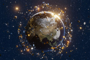 Created graphic depicting space debris surrounding Earth