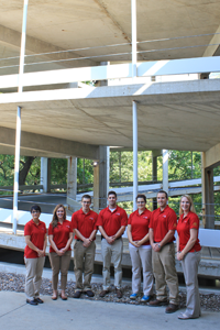 The Iowa State NECA team stands at the Memorial Union Parking Ramp, site of their energy retrofit plan for the 2013 ELECTRI International Green Energy Challenge.